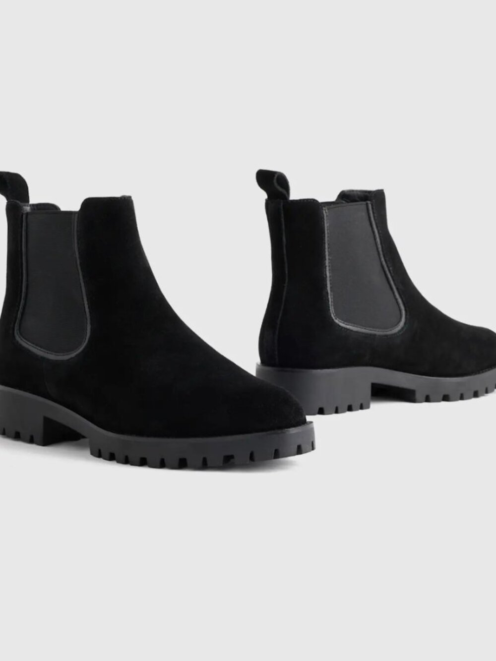 Quince Black Italian Suede Lug Sole Chelsea Boot